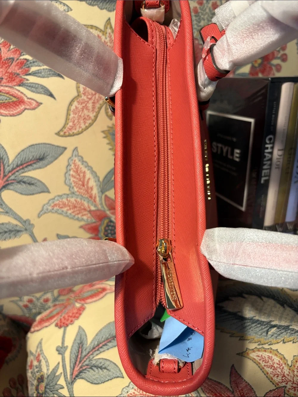 Michael Kors Coral Saffiano Jet Set Travel Small Tote with Gold Hardware NWOT